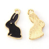 Pendentif lapin zamac doré émail noir 17mm,pendentif doré pour création de bijoux,x 5 G6095