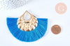 Pendentif large pompon fil bleu clair support doré,pendentif en fil sur support doré, 85-92mm, x 2 (G4891)