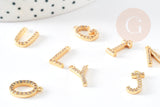 Pendentif lettre cristal blanc laiton doré 15mm, x1 (G2728)