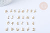 Pendentif lettre initiale laiton doré zircon blanc 11mm, x1 (G7946)
