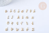 Pendentif lettre initiale laiton doré zircon blanc 11mm, x1 (G7946)