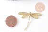 Pendentif libellule laiton brut 43mm, fournitures bijoux, breloque laiton brut, pendentif laiton brut, x2 (G1481)