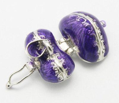 Pendentif locket coeur argenté émaillé, bijoux de grossesse, création bijoux argenté, 17.5mm, x1 G5513