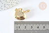 Pendentif locket cœur laiton doré 18K zircon blanc 19,5mm,pendentif qui s'ouvre pour création bijoux, x1 G7374