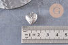 Pendentif locket cœur medaillon laiton argenté, médaillon Vintage, création collier, 15.6mm, x 2 (G3341)
