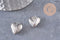 Pendentif locket cœur medaillon laiton argenté, médaillon Vintage, création collier, 15.6mm, x 2 (G3341)