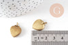 Pendentif locket cœur medaillon laiton brut, médaillon Vintage, création collier, fournitures laiton brut,15mm,lot 5 G4901