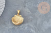 pendentif locket coquillage acier IP inoxydable doré 18K/platine 23.5mm,x1 (G4552)