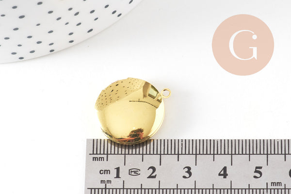 Pendentif locket medaillon doré, médaillon doré, fournitures dorées,porte-photo,création bijou,20mm, x1 G2570