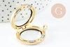 Pendentif locket medaillon vitrine aimanté verre zamac doré 37mm, x1 (G9932)