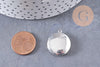Pendentif locket medaillon zamac argenté 20mm, pendentif locket pour création bijou souvenir x2 (G1514)