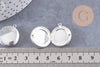 Pendentif locket medaillon zamac argenté 20mm, pendentif locket pour création bijou souvenir x2 (G1514)
