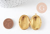 Pendentif locket oval medaillon laiton brut, fournitures créatives, médaillon Vintage, création collier, laiton brut,32mm x 23mm G6668