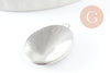 Pendentif locket ovale acier 316 inoxydable platine 24mm, x1 (G9450)