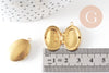 Pendentif locket ovale medaillon laiton brut 24mm, x2 (G0655)