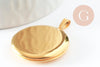 Pendentif locket rond acier 316 inoxydable doré 31mm, x1 (G9467)