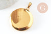 Pendentif locket rond acier 316 inoxydable doré 31mm, x1 (G9467)
