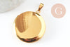 Pendentif locket rond acier 316 inoxydable doré 31mm, x1 (G9467)