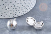 Pendentif locket rond boule finition or blanc rhodium18mm, médaillon photo,pendentif locket platine, création collier, x1-G8253