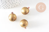 Pendentif locket rond boule laiton brut 18mm, médaillon Vintage, Pendentif laiton brut, x 2 (G2569)