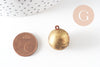 Pendentif locket rond boule laiton brut 18mm, médaillon Vintage, Pendentif laiton brut,, x 2,G2569