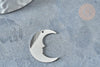 Pendentif lune acier 201 inoxydable platine 24mm, x1 G7603