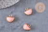 Pendentif lune jade rose corail, pendentif bijoux,demi-lune,pendentif pierre, jade naturelle, pendentif jade,13.5mm, x1, G0981
