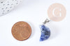 Pendentif lune jaspe bleu naturel support laiton argenté 24mm, pendentif lune bijou pierre naturelle, x1 (G8635)