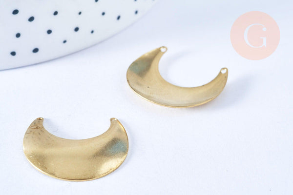 Pendentif lune laiton brut 25x23mm, x1 (G6539)