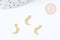 Pendentif lune laiton doré brossé 24K 11.5mm, breloque doré pou création bijoux, x1 (G8866)