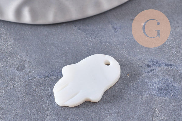 Pendentif main hamsa nacre blanche naturelle 20mm, x1 (G9933)