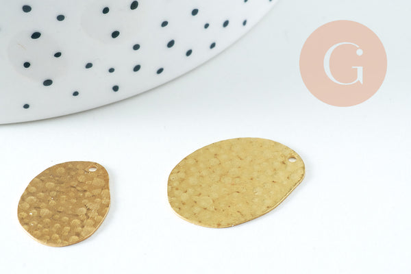 Pendentif martelé géométrique laiton brut ~18mm, x2 (G6526)