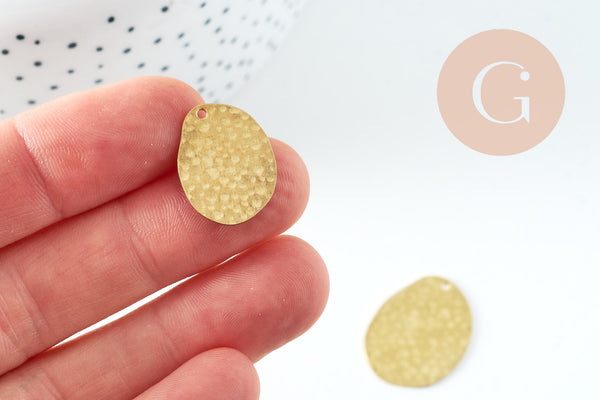 Pendentif martelé géométrique laiton brut ~18mm, x2 (G6526)