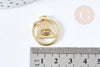 Pendentif mauvais œil et serpent laiton doré rond et plat 22mm, x1 G8963