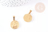 Pendentif médaille ange acier 304 inoxydable doré 20.5mm, pendentif doré sans nickel, x1 - (G2664)