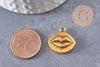 Pendentif médaille bouche ZAMAC doré,1.8cm, x 5 (G0630)