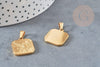 Pendentif médaille carré rose acier 304 inoxydable doré 20.5mm, création bijoux médaille or x1 (G4551)