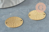 Pendentif médaille cercle texturé laiton brut 20mm,x2 (G1840)