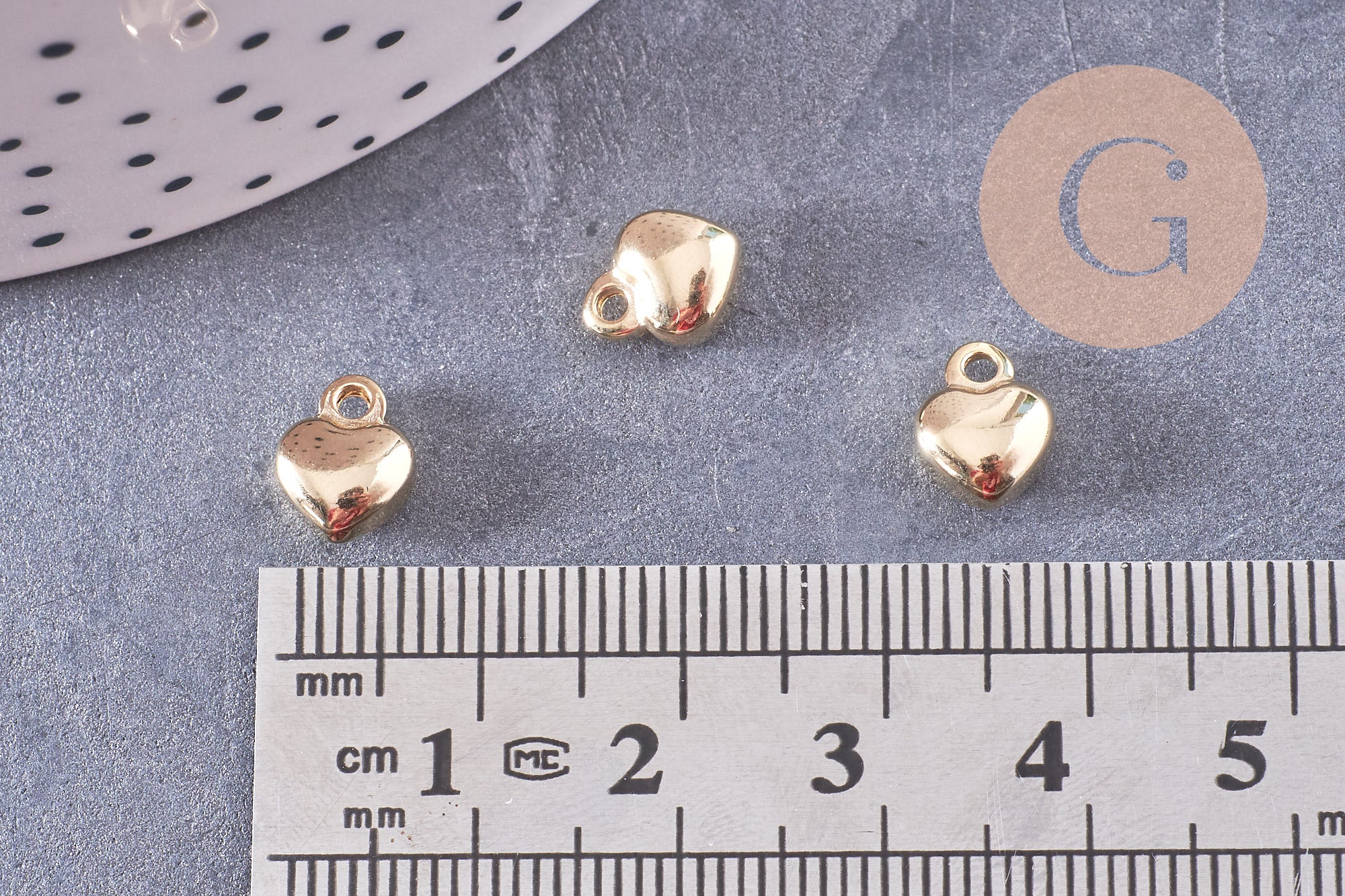 Pendentif médaille coeur acier 304 inoxydable doré 9mm, x2 (G4917)