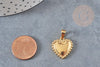 Pendentif médaille coeur acier 304 inoxydable doré à graver 19mm, x1 (G2913)