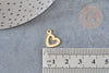 Pendentif médaille coeur acier doré, pendentif acier doré,sans nickel,acier doré, médaille acier,14mm, x5 G3632