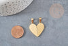 Pendentif médaille coeur acier doré séparable, pendentif acier doré sans nickel pour création bijoux amour et BFF, 26.5mm, x2 G3633