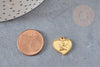 Pendentif médaille coeur ange acier 304 inoxydable doré 15mm, pendentif doré baptême x1 G4846