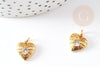 Pendentif médaille coeur laiton doré 18K et cristal zircon,pendentif laiton amour pour création bijoux,13mm, x1 G6078