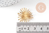 Pendentif médaille coeur soleil laiton brut, apprêt doré sans nickel, médaille dorée en laiton brut,26x24mm, X2 G3223