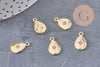 Pendentif médaille goutte zamac doré zircon blanc, pendentif doré sans nickel, création bijoux dorés,14mm, x1 (G5594)