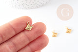 Pendentif médaille losange oeil laiton doré 18K texturé, un pendentif doré sans nickel pour la création,médaille or,10mm, x1 (G4672)