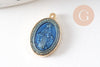 Pendentif médaille ovale Vierge Marie acier 304 inoxydable doré émaillée 13mm x1 ou x5 (10759)