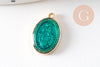 Pendentif médaille ovale Vierge Marie acier 304 inoxydable doré émaillée 13mm x1 ou x5 (10759)