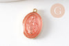 Pendentif médaille ovale Vierge Marie acier 304 inoxydable doré émaillée 13mm x1 ou x5 (10759)